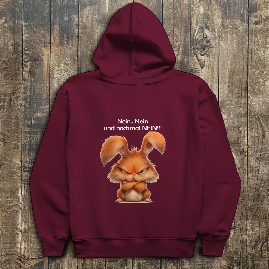 Herren Hoodie Hase "Nein, Nein und nochmal Nein!!!"