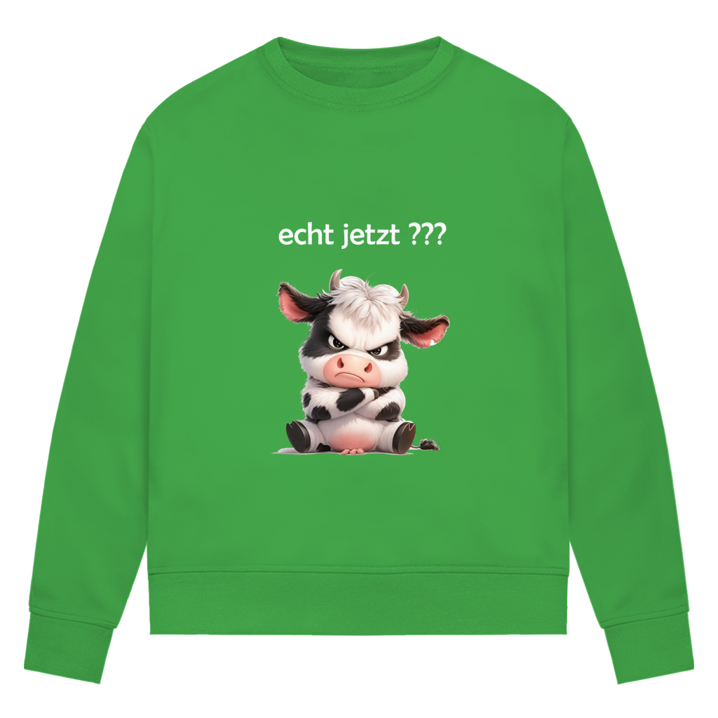Damen Premium Bio Sweatshirt Kuh "echt jetzt?"