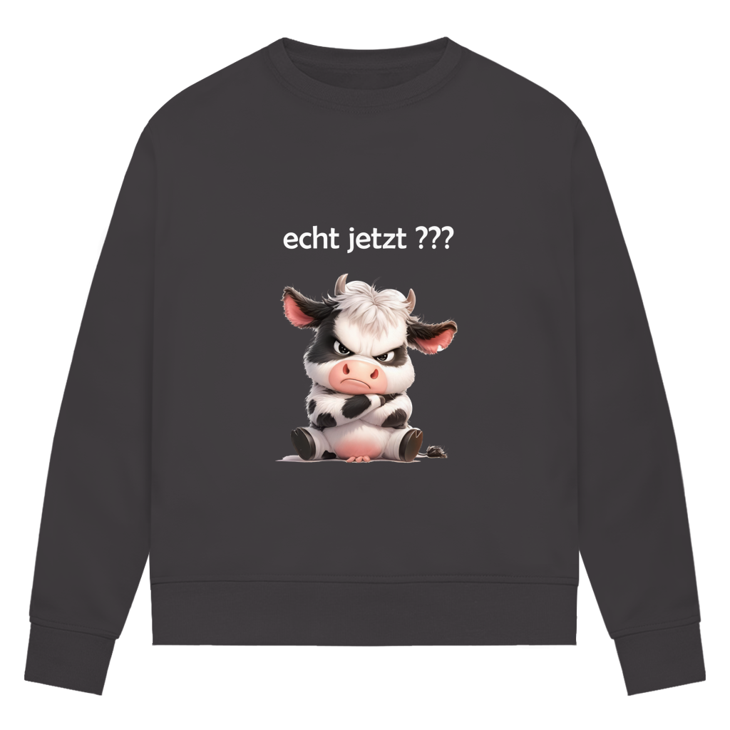 Damen Premium Bio Sweatshirt Kuh "echt jetzt?"