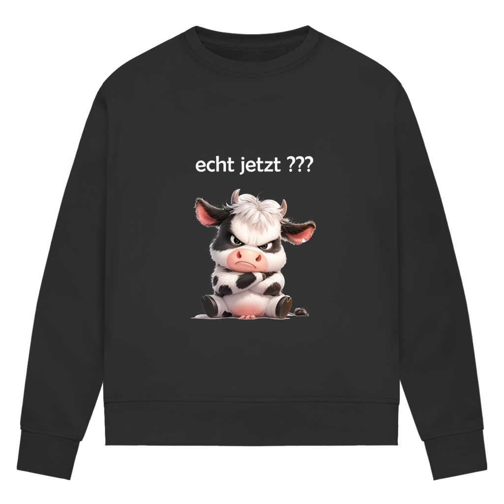 Damen Premium Bio Sweatshirt Kuh "echt jetzt?"