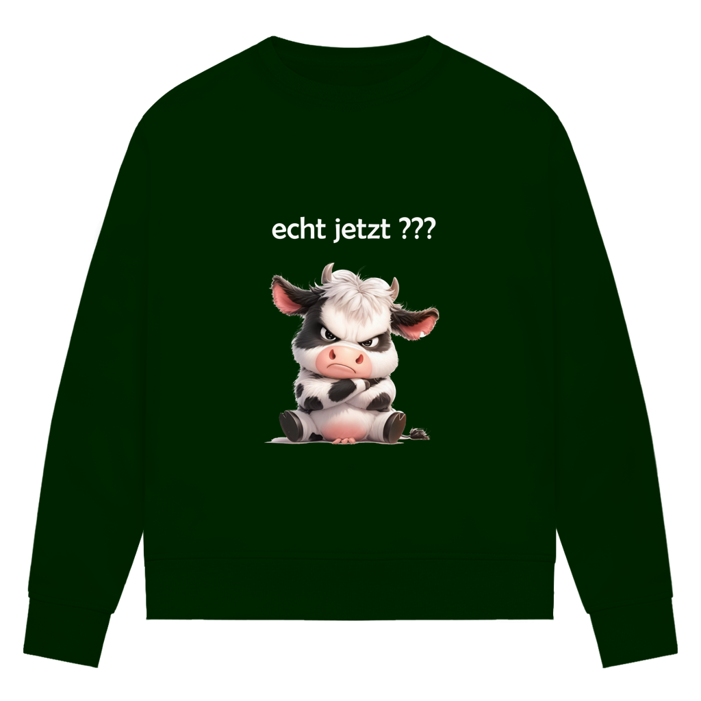 Damen Premium Bio Sweatshirt Kuh "echt jetzt?"