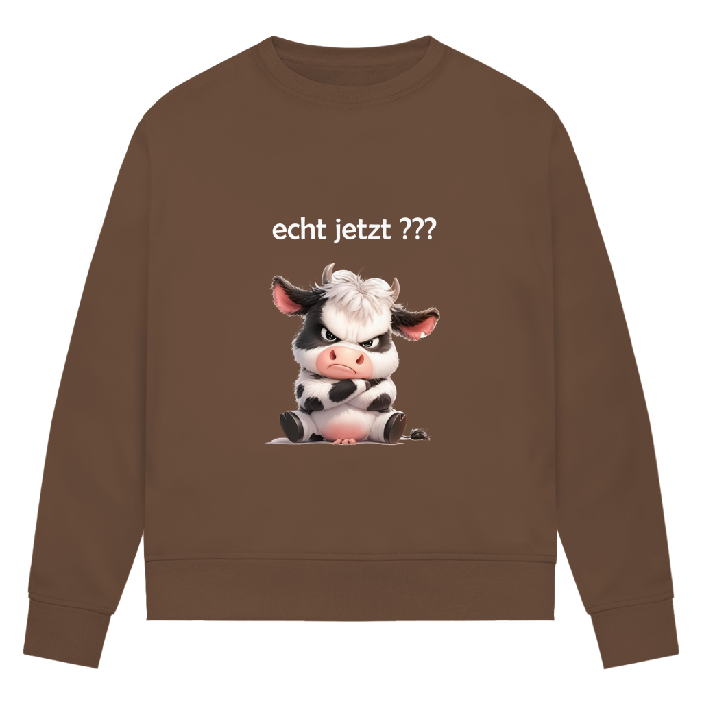 Damen Premium Bio Sweatshirt Kuh "echt jetzt?"