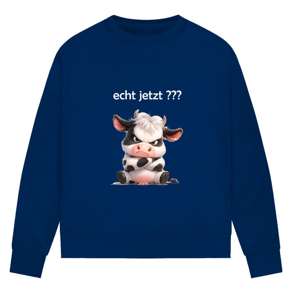 Damen Premium Bio Sweatshirt Kuh "echt jetzt?"