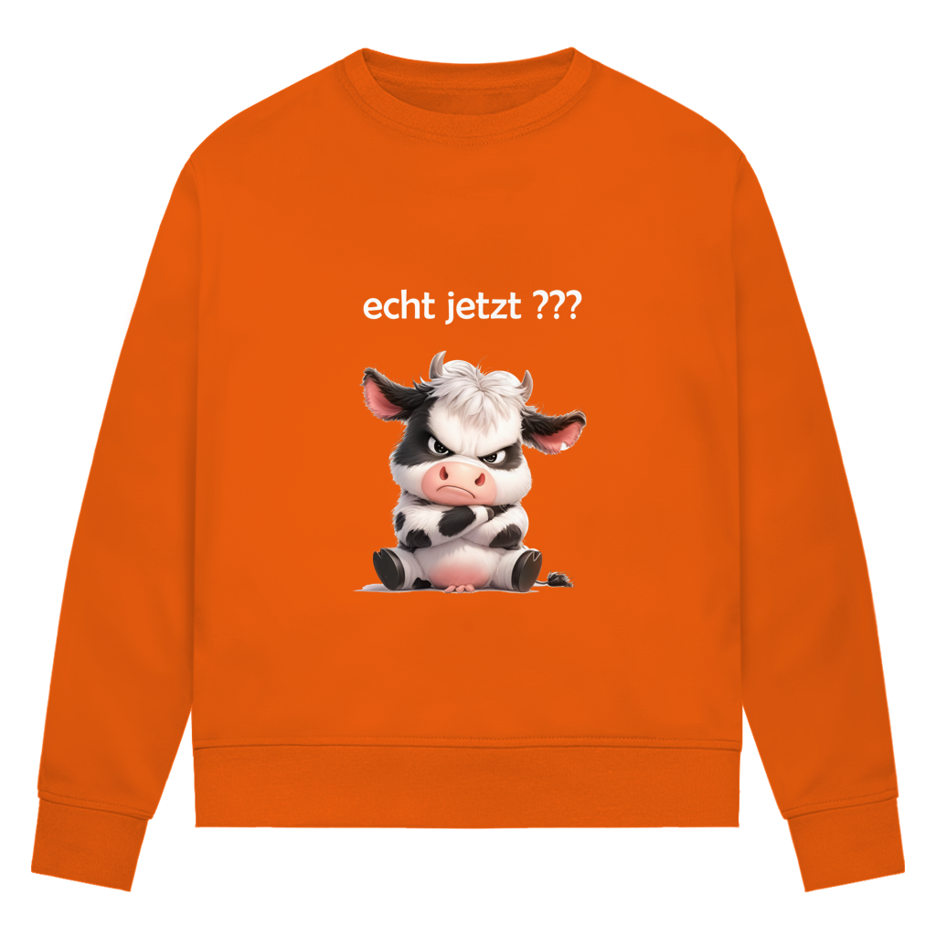 Damen Premium Bio Sweatshirt Kuh "echt jetzt?"