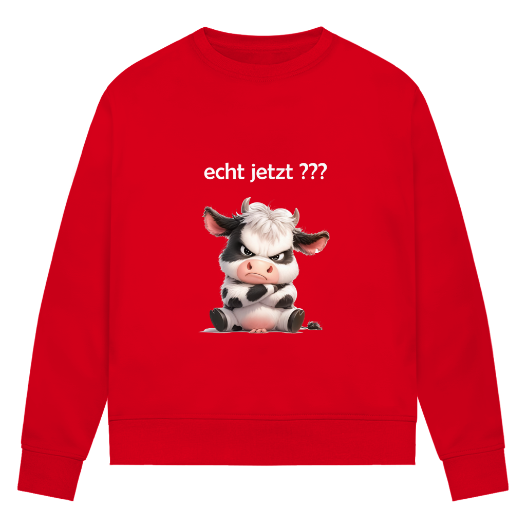 Damen Premium Bio Sweatshirt Kuh "echt jetzt?"