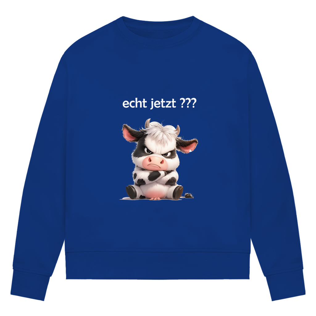 Damen Premium Bio Sweatshirt Kuh "echt jetzt?"
