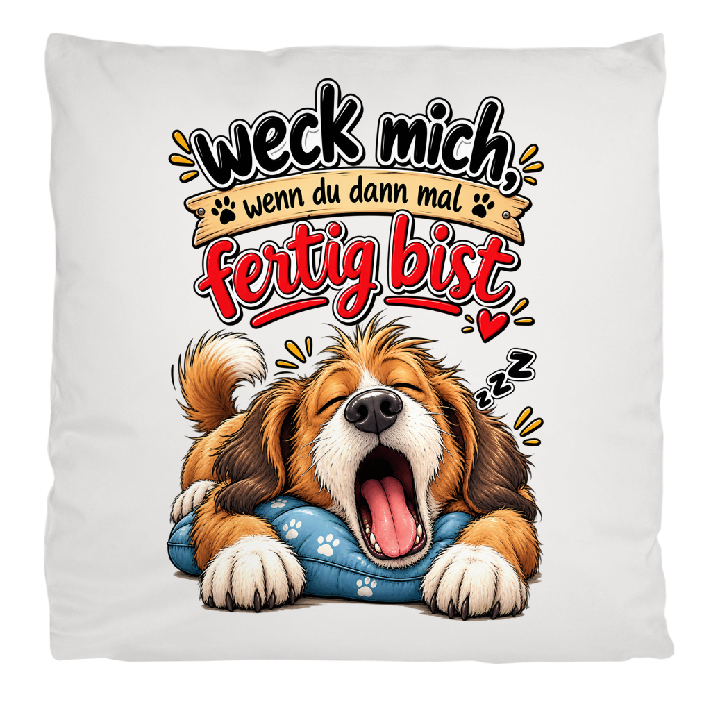 Kopfkissenbezug flauschig Hund "weck mich...."