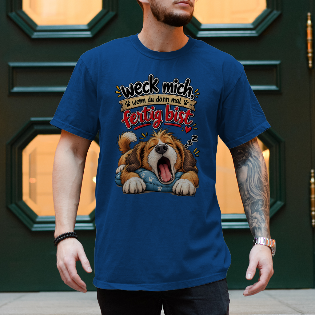 Herren T-Shirt  Hund "weck mich..."
