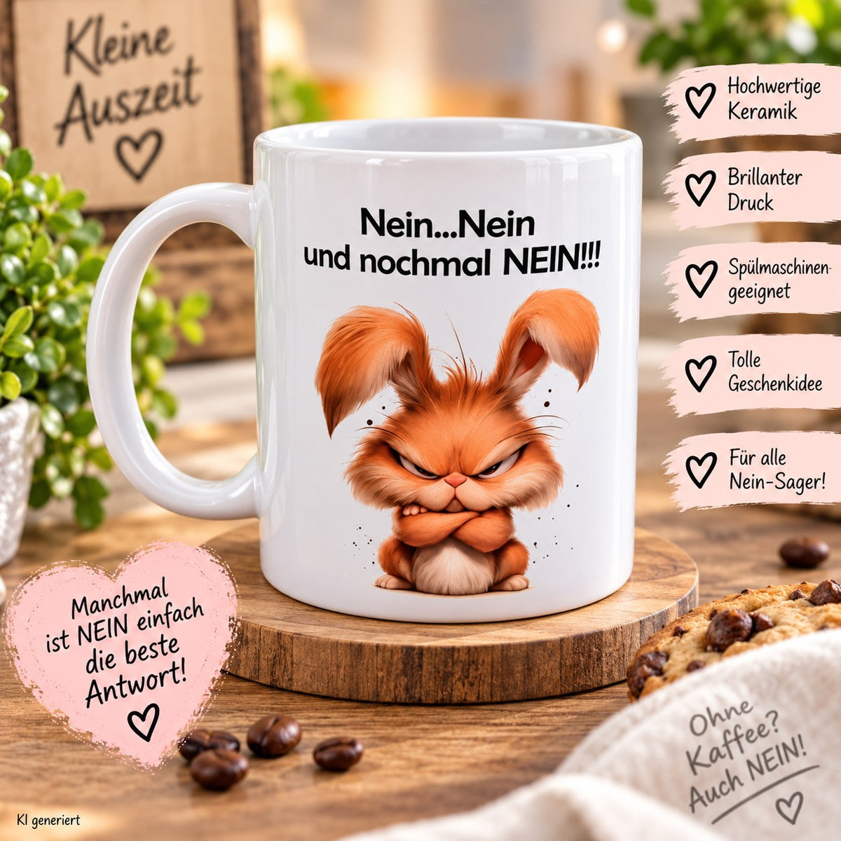 🐰☕ „Nein ist ein vollständiger Satz – und diese Tasse beweist es!“ 😂
